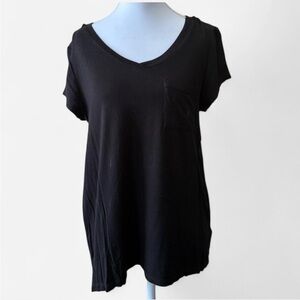 Black Asymmetrical Short Sleeve T-Shirt